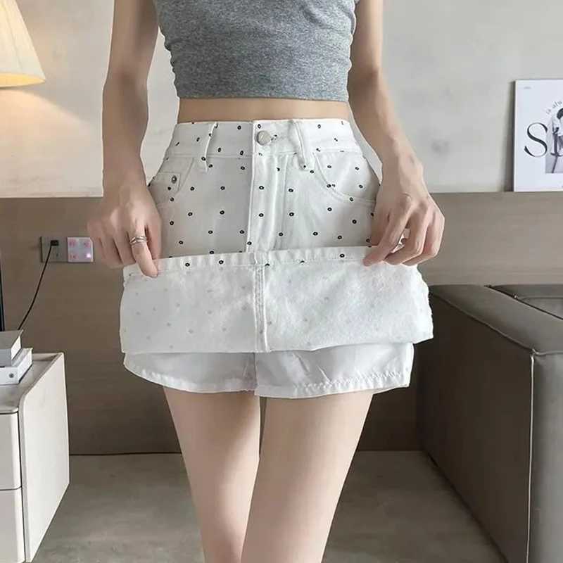 Summer Lady Slim Fit High Waist Denim Skirt s Chic Fashion Wave Point Jeans Dress Women Korean Thin Daily Short Skirt M260316
