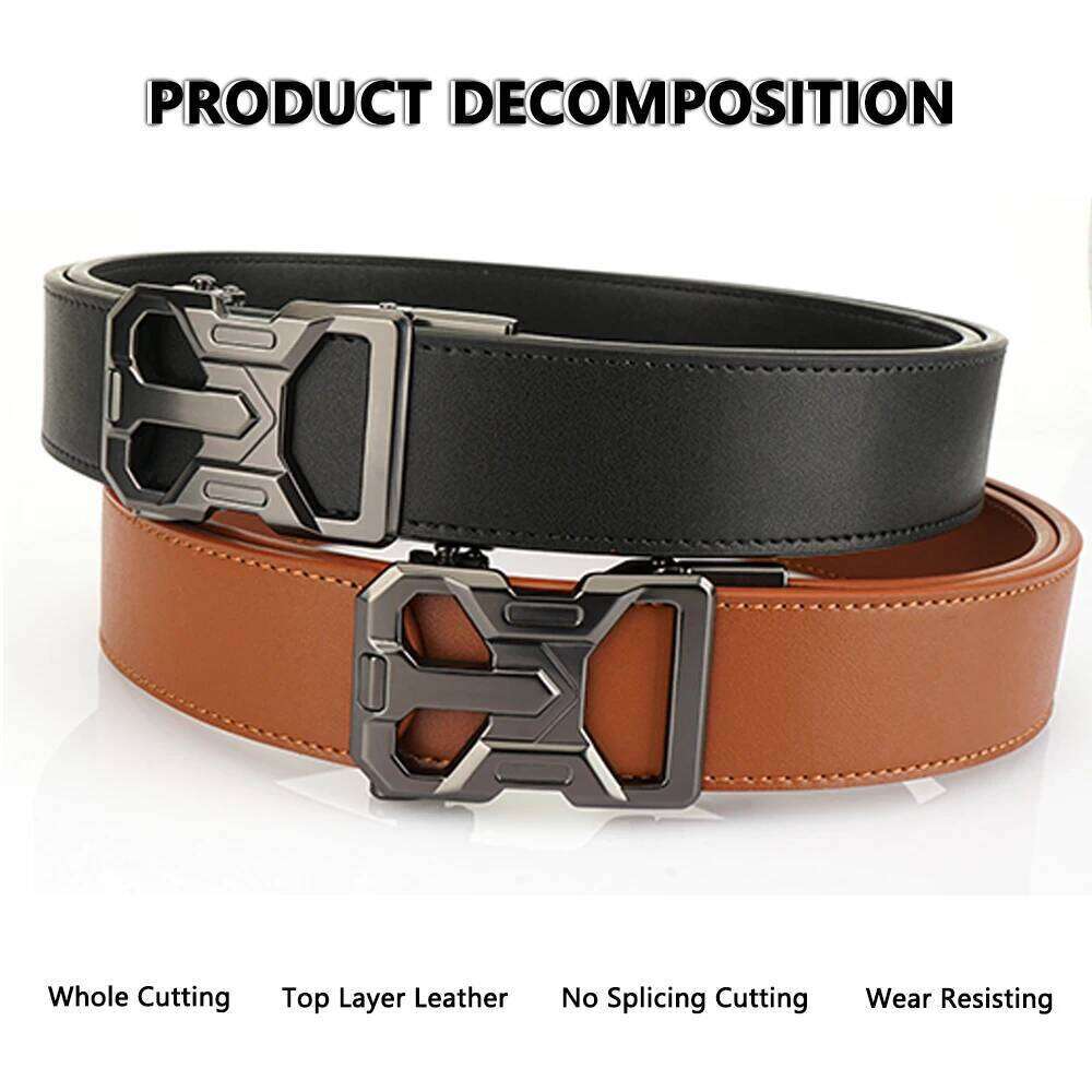 TUAHI New Automatic Buckle for Adjustable Ratchet Genuine Men's Leather Belts Fashion Belt Men Z260226