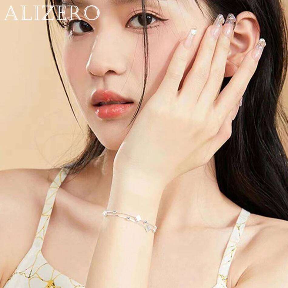 ALIZERO 925 Sterling Silver Four Leaf Clover Box Chains Bracelets For Women Wedding Gifts Fashion Charms Jewelry Wholesale Z260313
