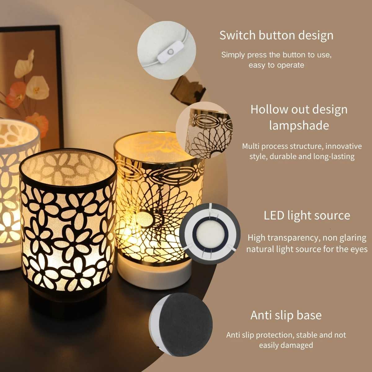 Creative design hollow LED night light USB powered warm color light suitable for living room party bedroom decoration light Y260314