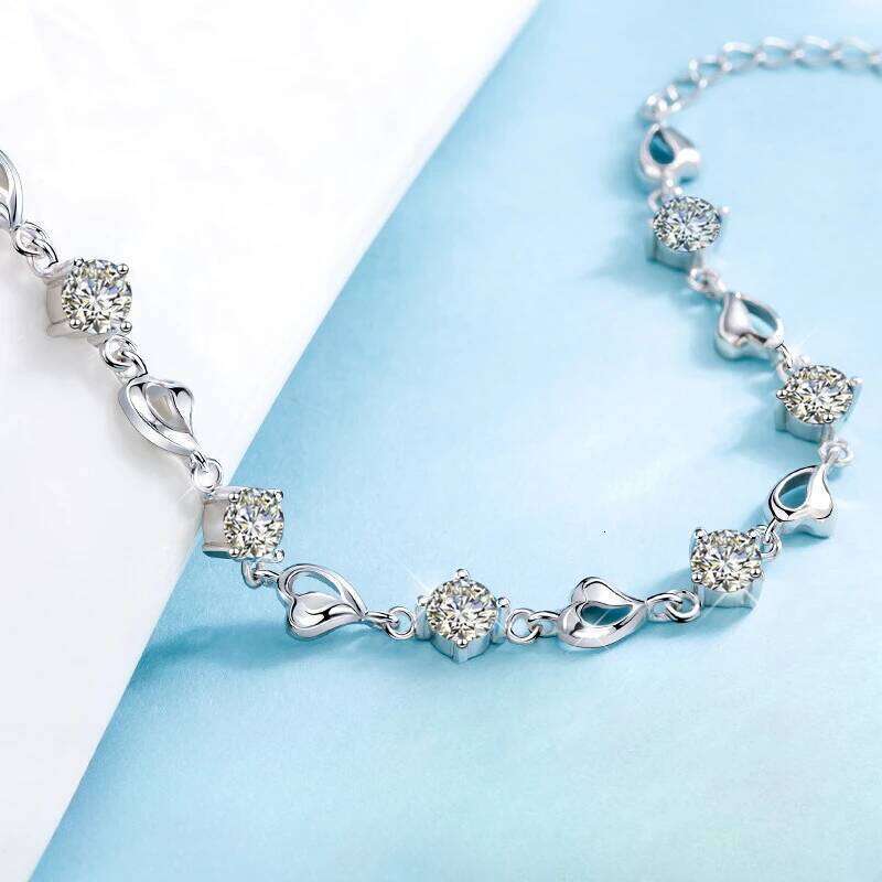 925 Sterling Silver White Zircon Bracelets For Women Luxury Hollow Heart Adjustable Chain Bracelet Original Jewelry Z260313