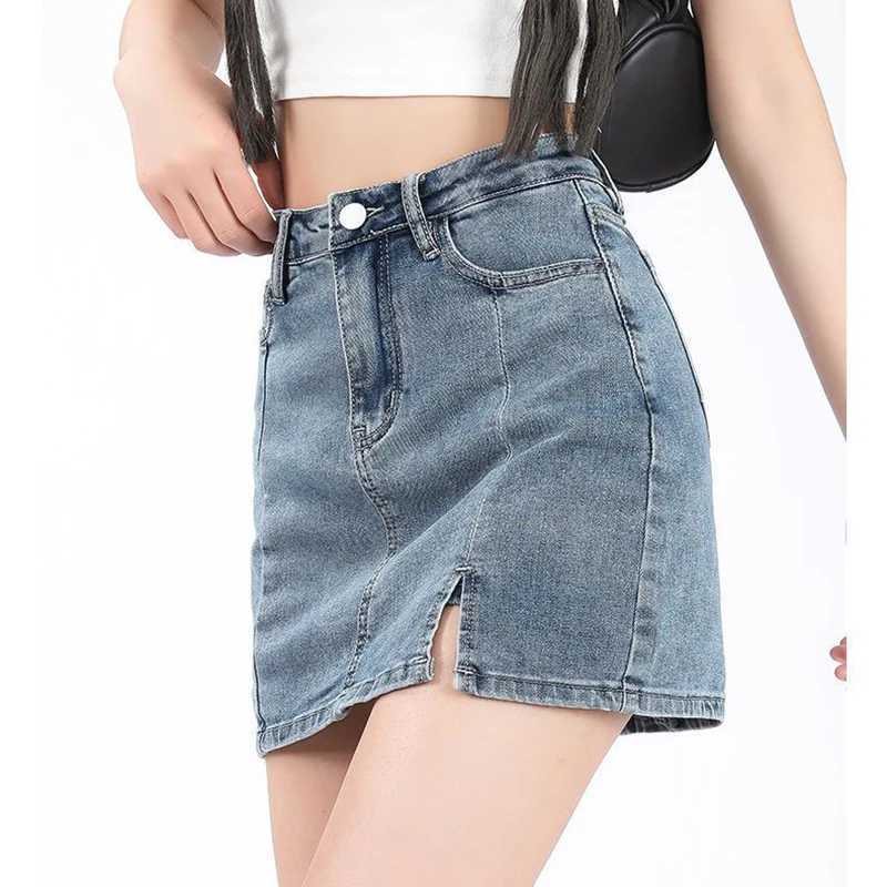 Women Chic High Waist Jeans Skirts s Korean Elastic Denim Mini Dress Lady Fashion Designer Wrap Hips Skirts M260314