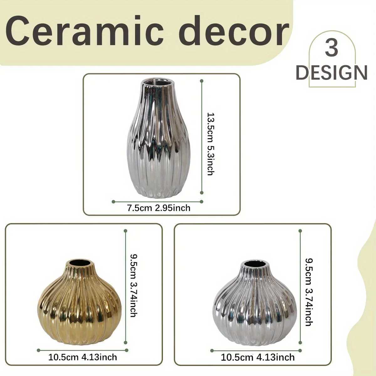 XIYA FLOWER Unique Geometric Vase Modern and Minimalist Style Ceramic Craftsmanship Gold Silver Festival Home Decor Y260314