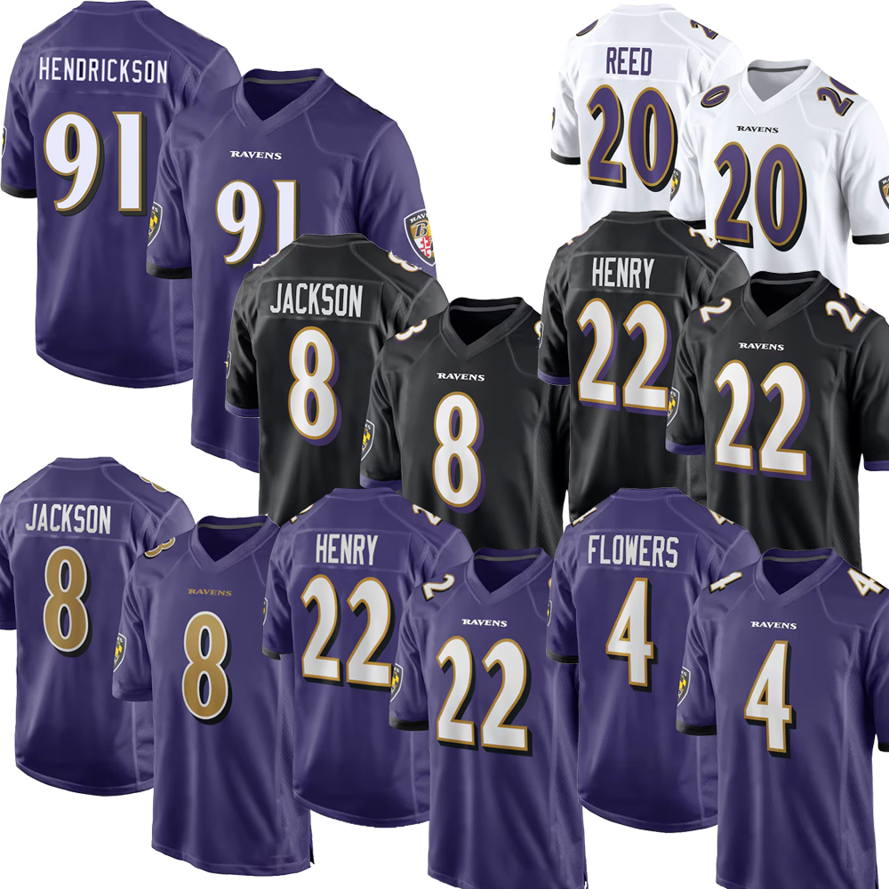 91 Trey Hendrickson Raven 2026 Baltimores Football Jersey Lamar Jackson Zay Flowers Derrick Henry Malaki Starks Andrews Hamilton Roquan Smith Wiggins Green Lewis