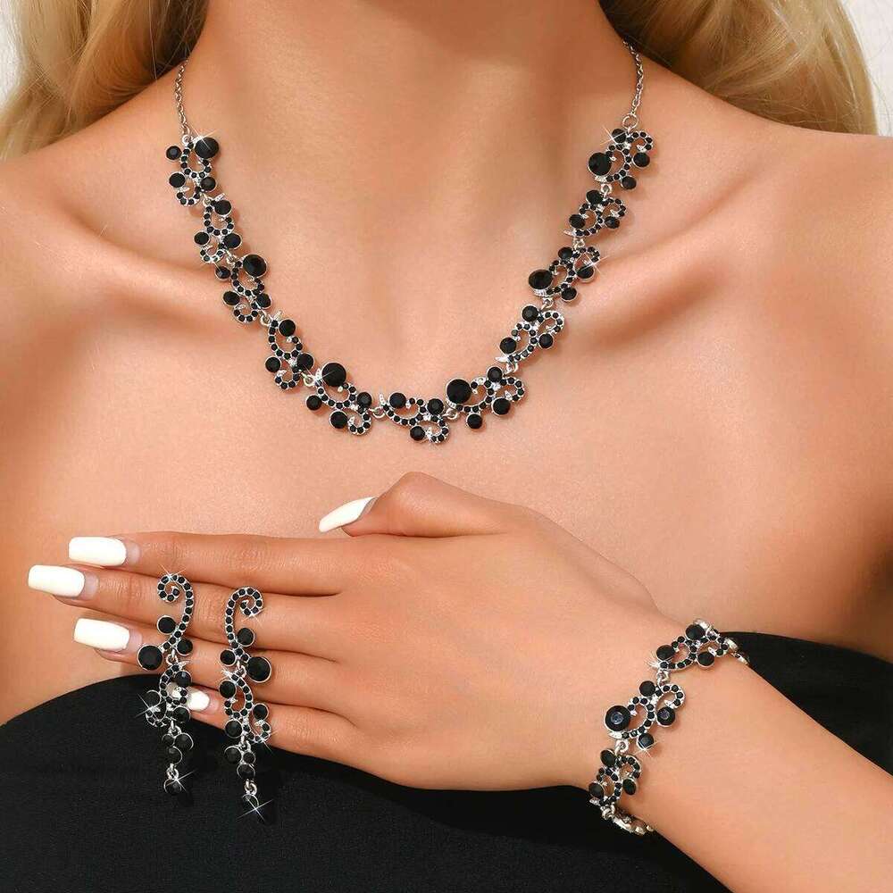 Fashionable and high-end necklace, wedding bridal gown, accessories, earrings, bracelet, light luxury three piece set Z260313