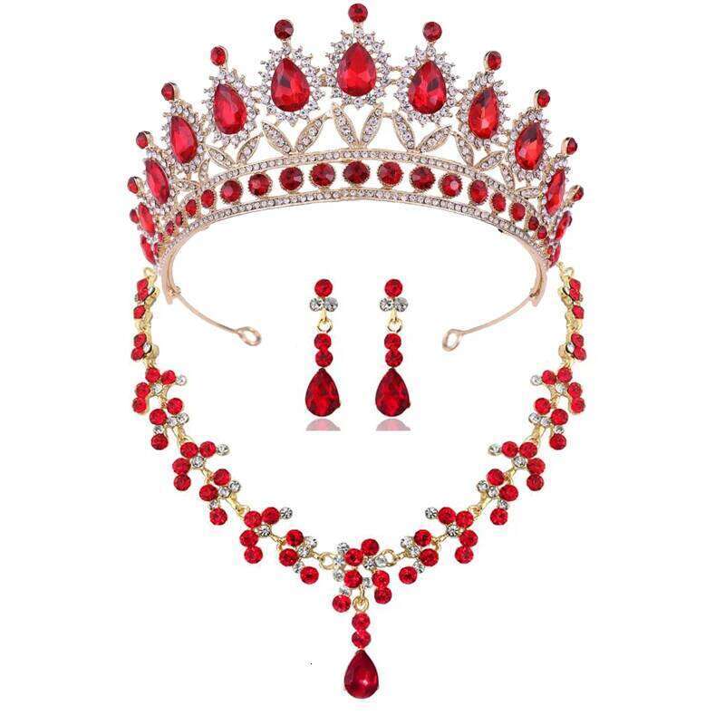 Luxury Crystal Bridal Jewelry Sets for Women Pink Tiaras Necklaces Earrings Bride Wedding Dress Birthday Crown Set Accessory Z260313