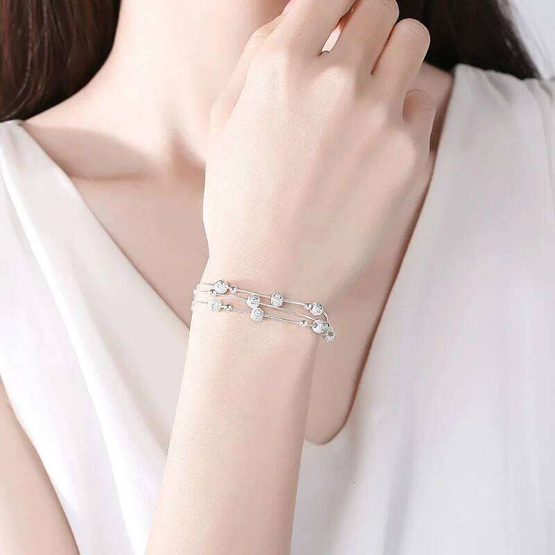 925 Sterling Silver Bracelet Woman Vintage Luxury Adjustable Bead Bracelets Fashion Original Jewelry Party Wedding Gift Z260313
