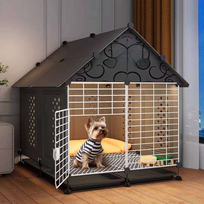 Small Medium Dog Cage Teddy Bichon Pet House with Sleeping Area Room One Toilet Design for Puppies Removable Tray Kennel 26W0314