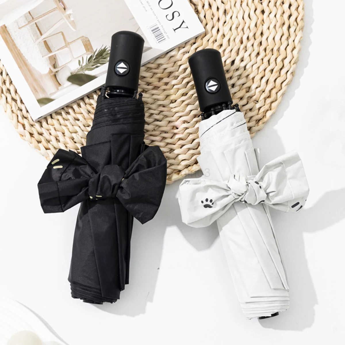 Healing Cat Umbrella Fully Automatic Travel Umbrella Womens Umbrella Sunshade Umbrella Portable Outdoor Waterproof Ultra Light H260314