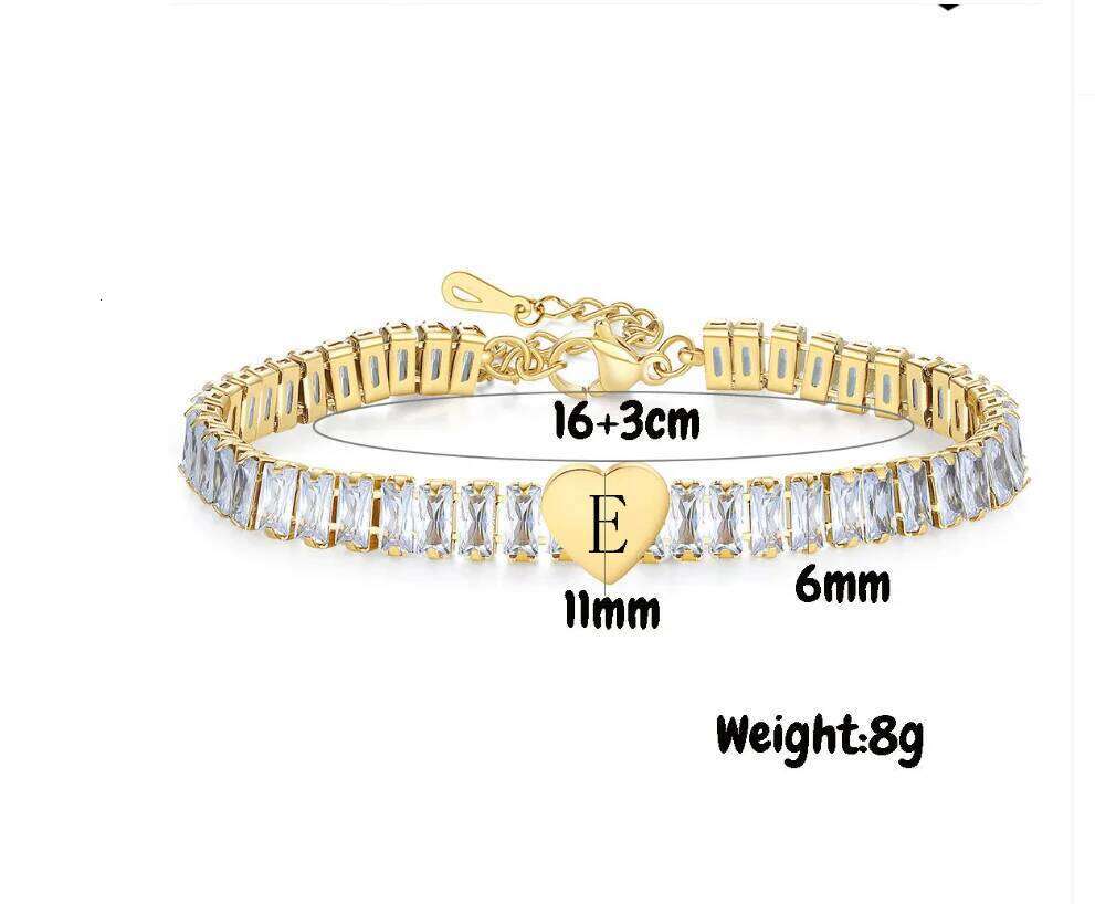 A light luxury stainless steel InS-style zircon heart-shaped letter bracelet with 26 English letters as a fashionable accessory Z260313