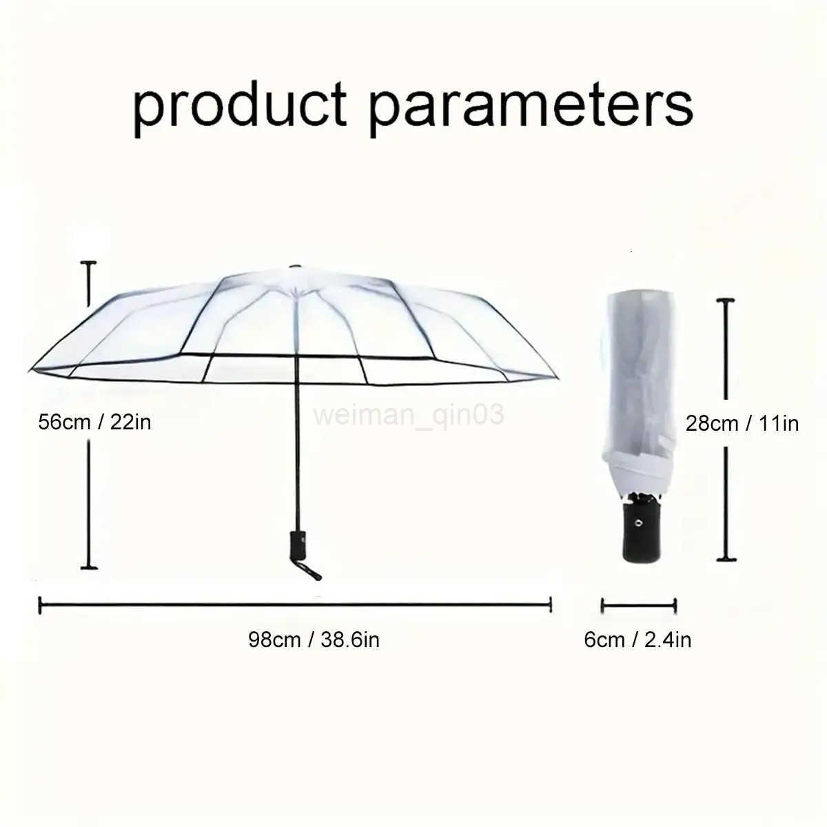 Automatic Clear Bubble Umbrella Korean Style Transparent Travel Dome Umbrella for Women Girls - Rainy Windy Weather Protection H260314