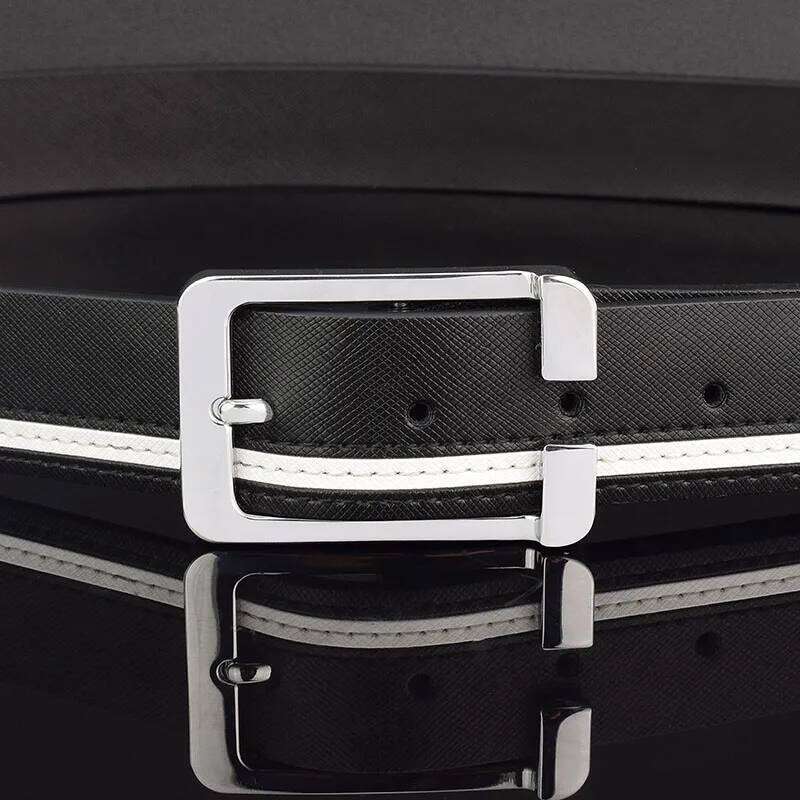 Business Waist Strap Men's Belt Pin Leather Buckle Student Luxury Brand White Dress Casual Mens Belts Ceinture Homme Z260226
