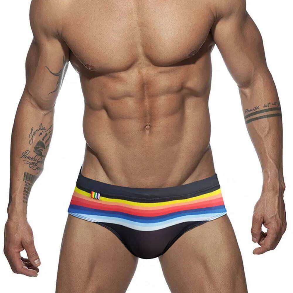 Men Striped Swim Briefs Swimwear Sexy Male Swimming Trunks Beach Short Surfing Summer Swimsuit Bikini Pants Baador Corto Hombre Z260314