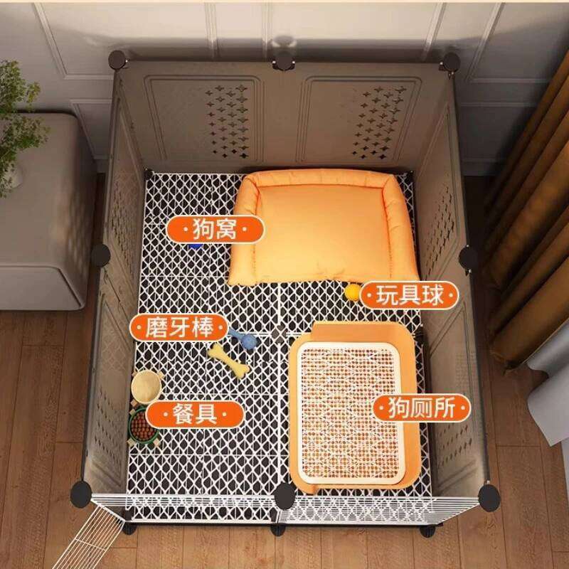 Small Medium Dog Cage Teddy Bichon Pet House with Sleeping Area Room One Toilet Design for Puppies Removable Tray Kennel 26W0314