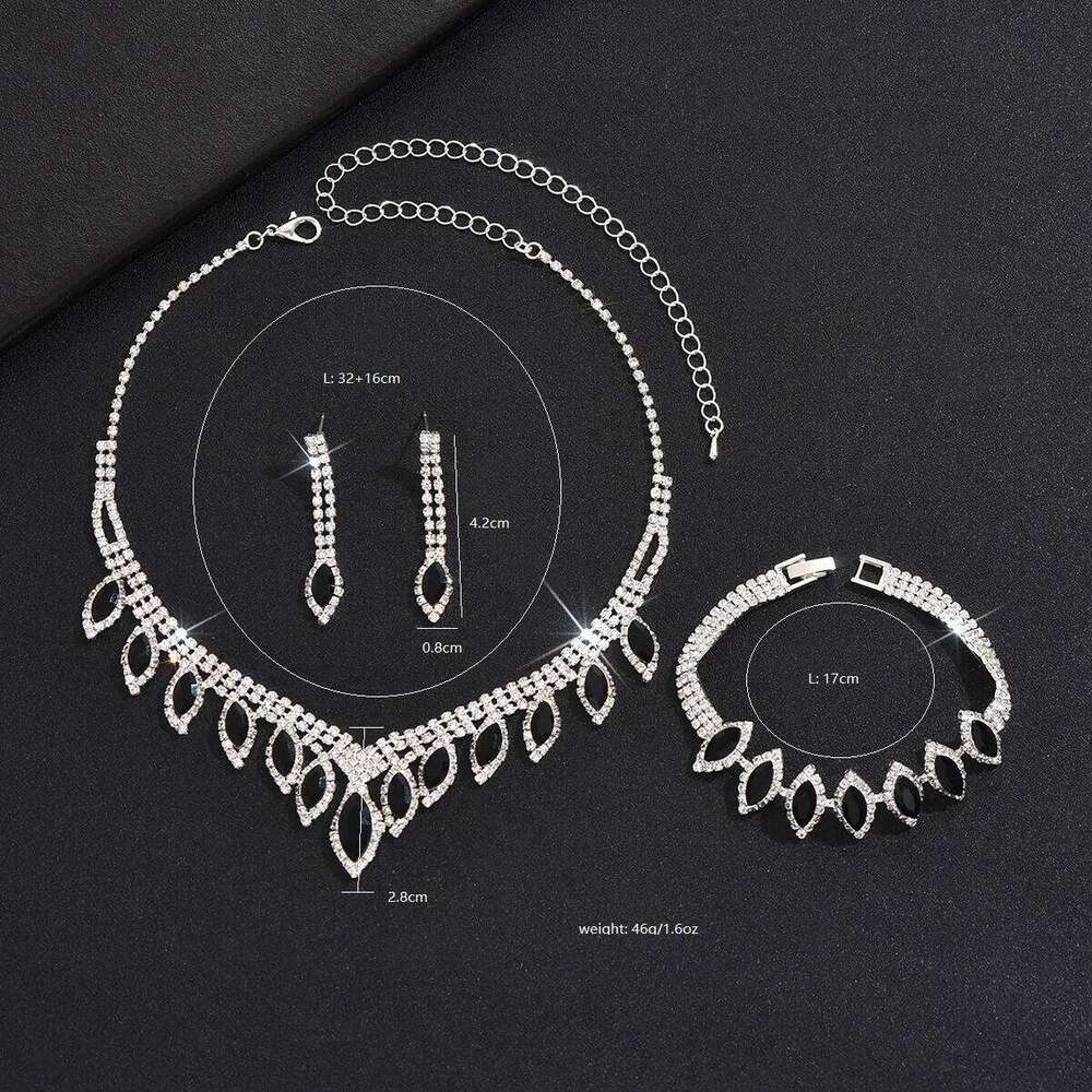 4PC Women's Fashion Water Drop Necklace Earrings Bracelet Jewelry Set Suitable for Wedding, Party, Festival Gifts-P20 Z260313