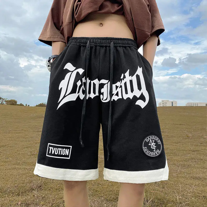 Gmiixder Hiphop Letter Printed Shorts Mens American Summer Street Shorts Loose Versatile Sports Casual Half Pants 260311