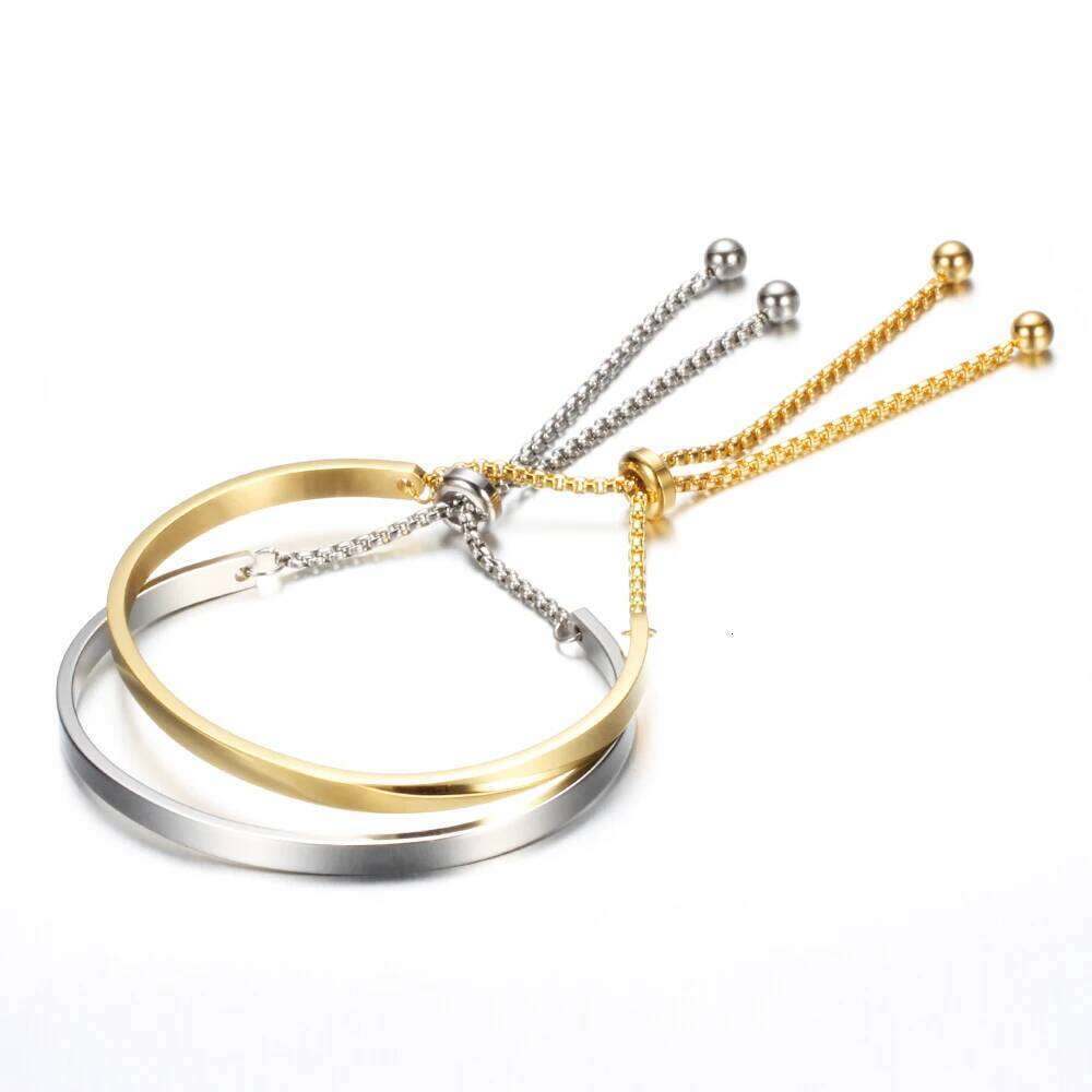 Fashion Gold Color Stainless Steel Bangle Bracelets For Women Adjustable High Polished Brand Wristand Gift Bangles Wholesale Z260313