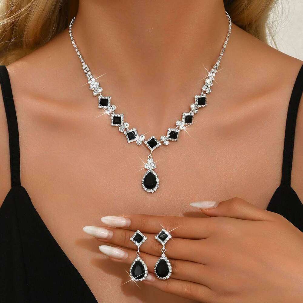 3PC Women's Fashion Trendy Claw Chain Geometry Water Drop Necklace Earrings Jewelry Set Wedding Banquet Party Holiday Gift Z260313
