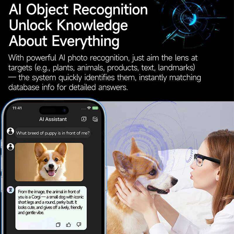 2026 New Al 8Mp HD Camera Video Voice Record Translation Photo Recognition WIFI Transmission BT Call Smart Glasses