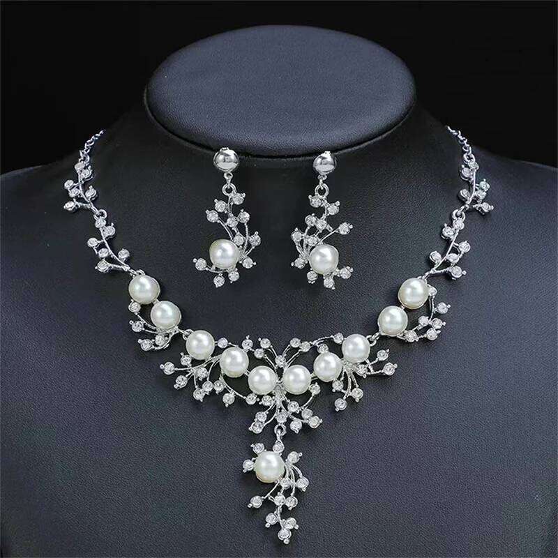 1set Fashion Necklaces Party Daily Sacrament Wedding Accessories Women's Pearl Earrings Jewelry Set Z260313