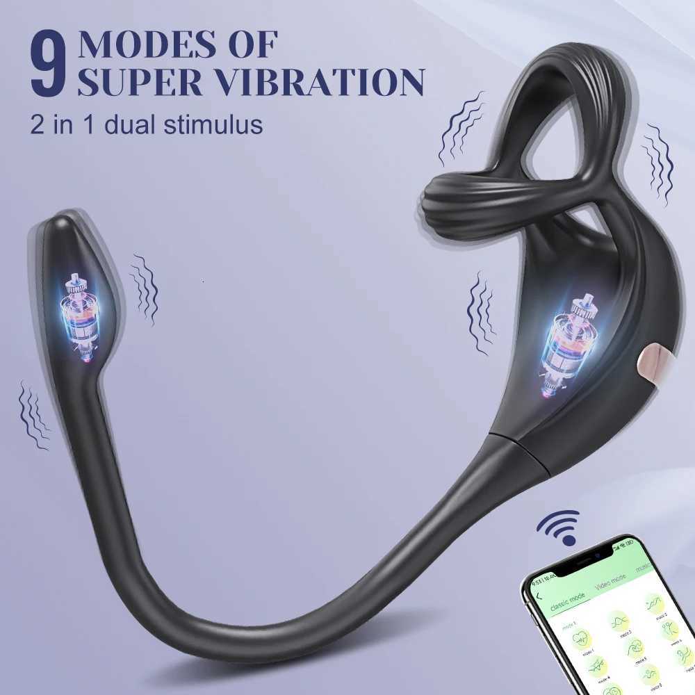 Vibrating Cock Ring Male Prostate Massager Stimulator for Men APP Control Sex Toy for Couples Anal Vibrator Penis Ring Butt PlugXJ260314