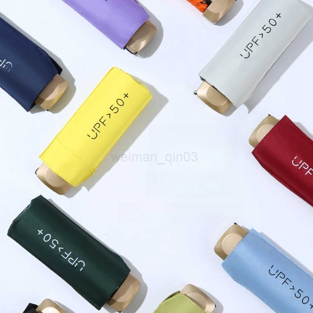 1PC Sun Umbrella Black Rubber Flat Five Fold Sun Protection Compact Sunny UV Shield Portable Pocket Mini Umbrella Beach Umbrella H260314