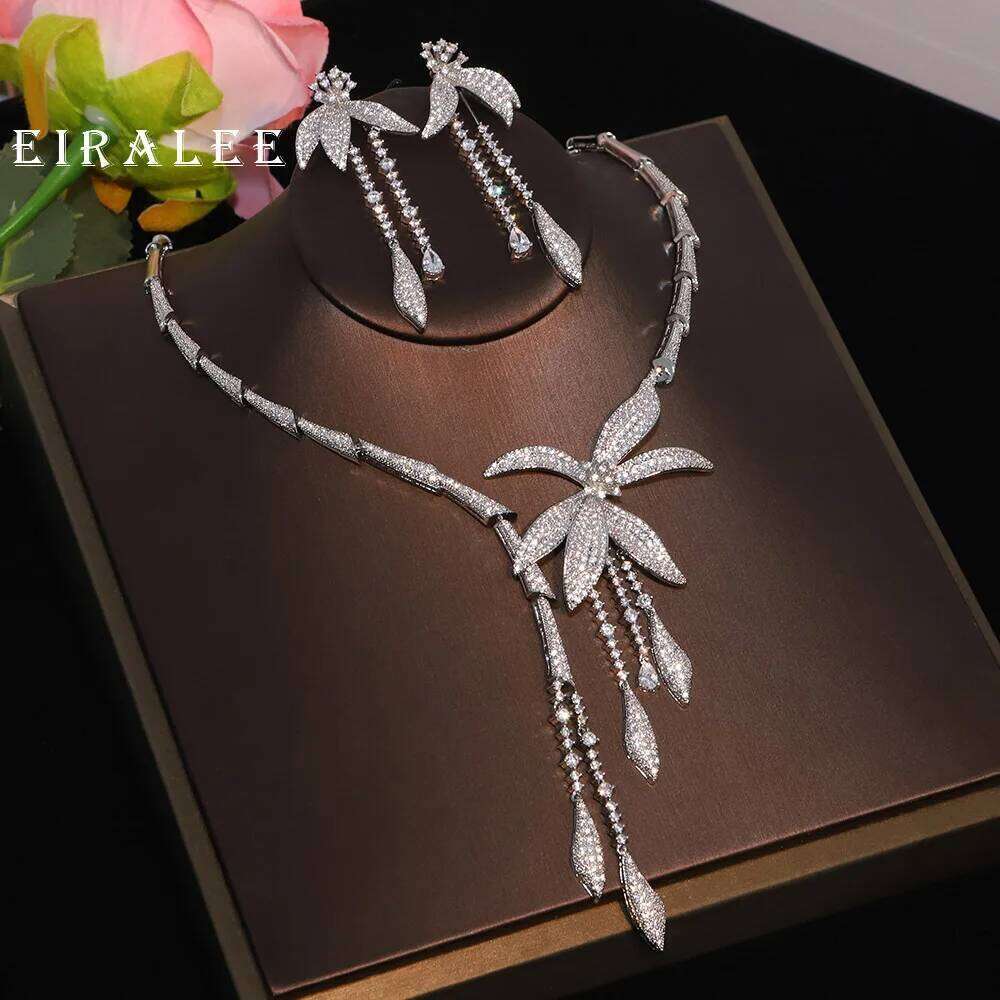 EIRALEE Wedding Party Zircon Flower Necklace Set Bridal Jewelry Women conjunto collar y pendientes conjuntos femininos elegantes Z260313
