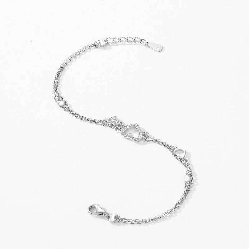 Ailmay 925 Sterling Romantic Heart Original Design Dazzling Clear CZ Bracelet For Women Silver Fine Jewelry Z260313