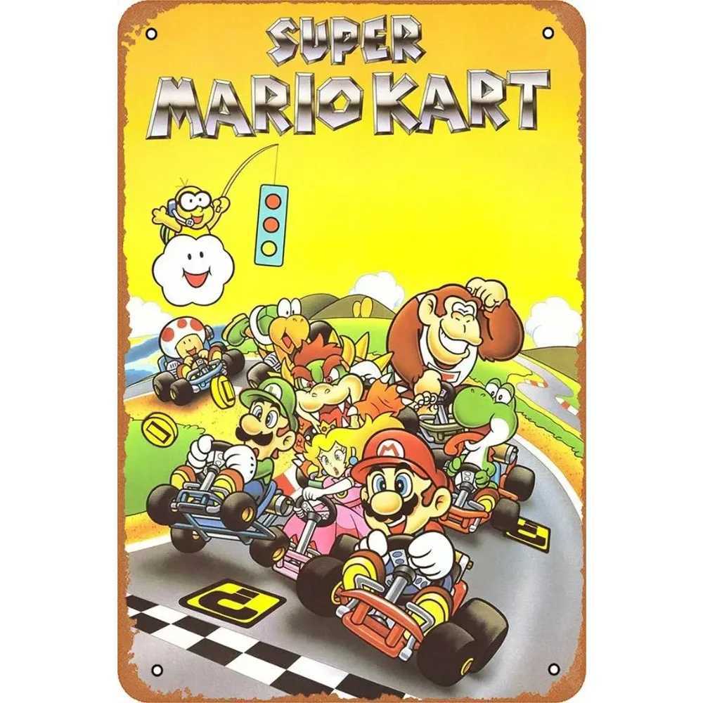 Super Kart Video Game Retro Art Metal Tin Poster - Vintage Sign Farmhouse Wall Decor for Room Classic Gaming Wall Art D260314