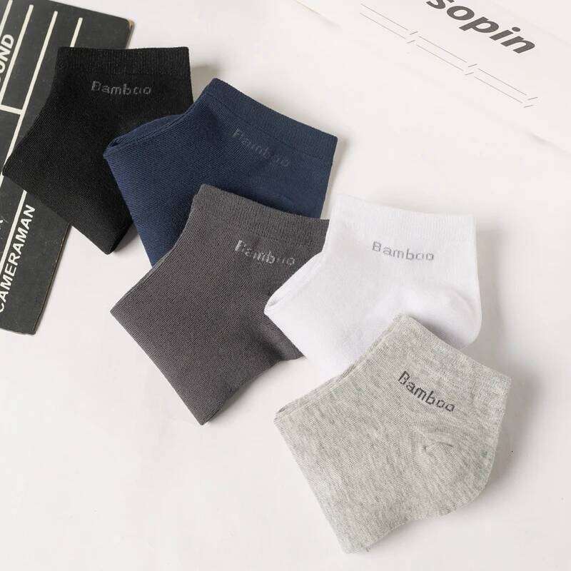 High Quality 10Pairs/Lot Men's Bamboo Fiber Short Casual Breatheable Anti-Bacterial Man Ankle Socks New black busines Z260314