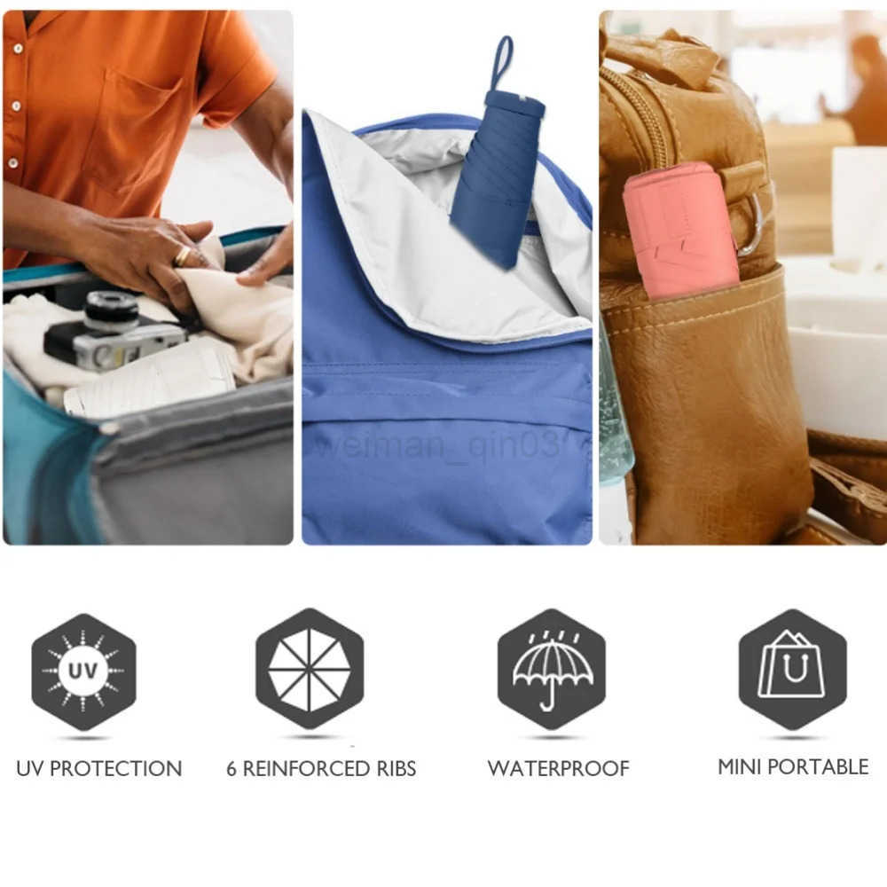 Mini UV Umbrella - Lightweight Folding Parasol Sunny Umbrella Reinforced Frame Portable Kids/Ladies Sunshade Umbrella H260314