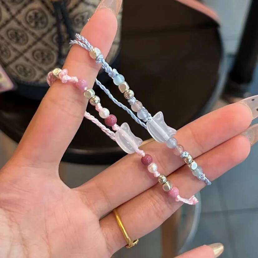 Handmade 2pcs Couples Cute Cat Unique Stylish Hand Rope For Women Men Beaded Woven Bracelet Wrist Jewelry Gifts Z260313