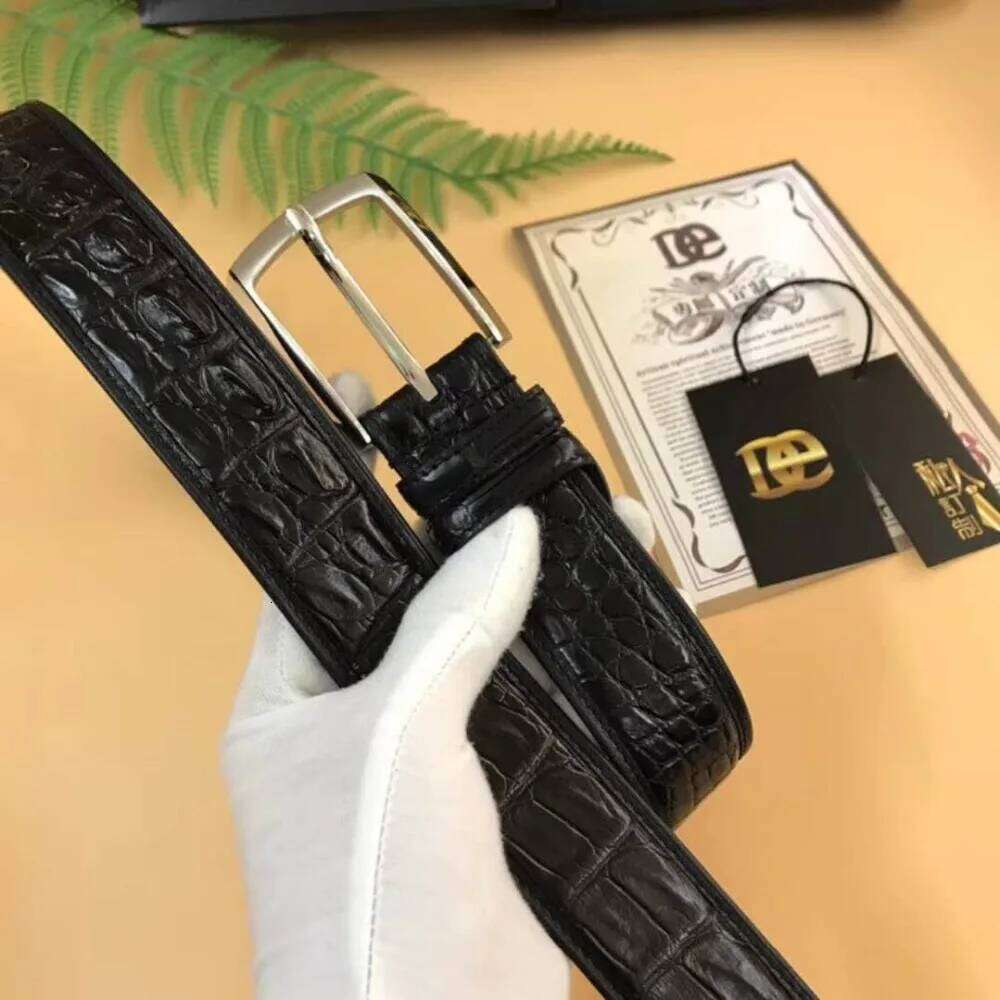100% real genuine back top luxury quality crocodile skin men fashion belt black brown color free ship Z260226