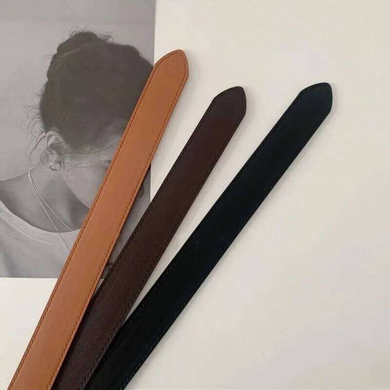 Unisex Free Size PU Leather For Women No-Hole Buckle Luxury Jeans Waist Belt Men Fashion Non-Porous Soft Waistband Z260226