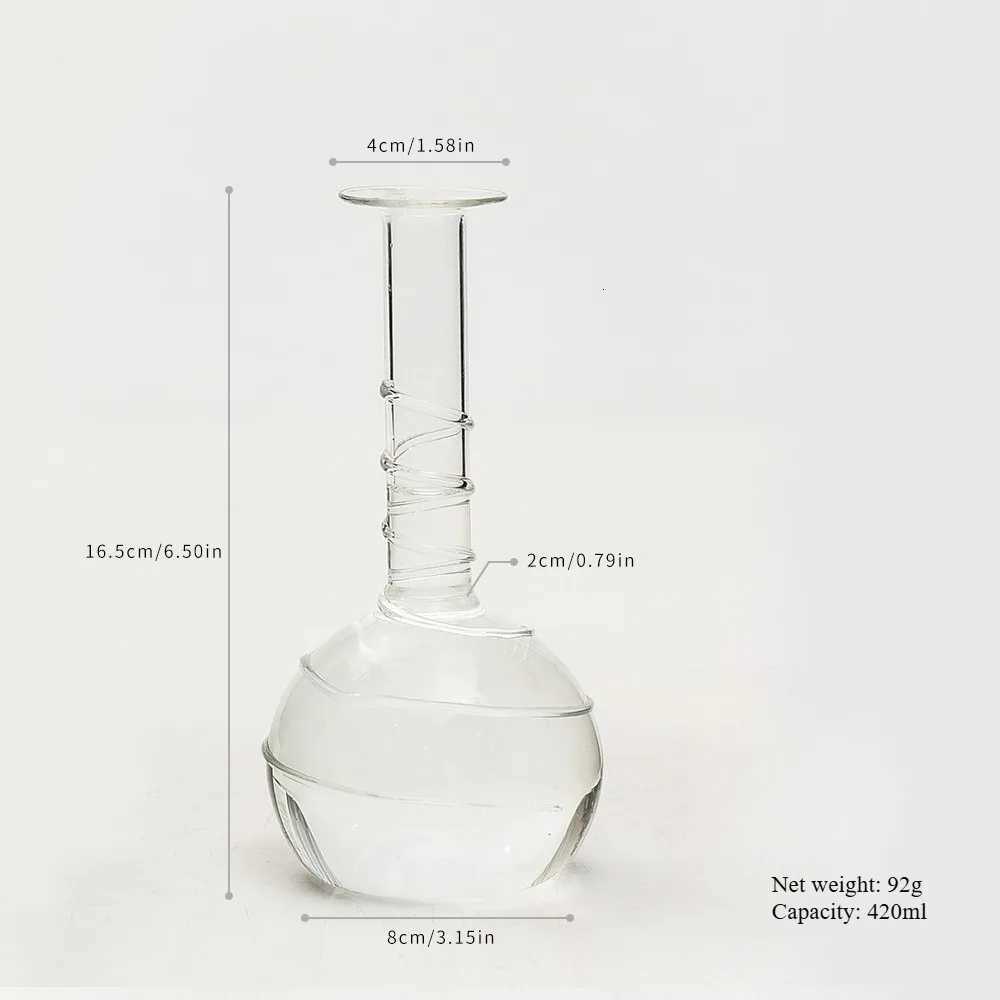 Transparent Glass Vase Decoration Desktop Simple Water Nourishing Vase Fresh Flowers Fine Mouthed Vase Living Room Decoration Y260314
