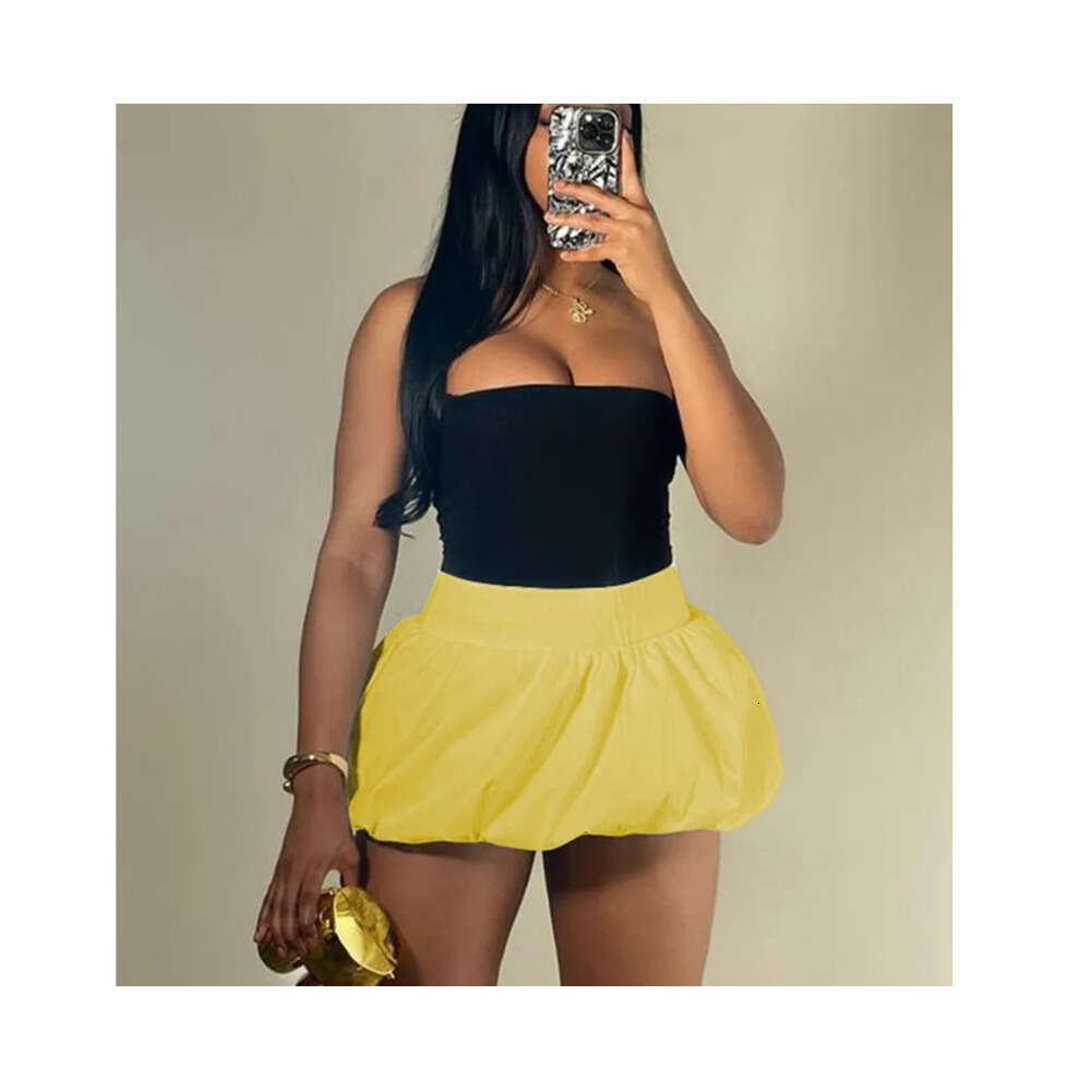 kliou Summer Women Above Knee Sexy&Club Cool cotton Skirt K24J46609 Girl Solid Band Folds Half Dress Miss All-Match Bottoms Z260314