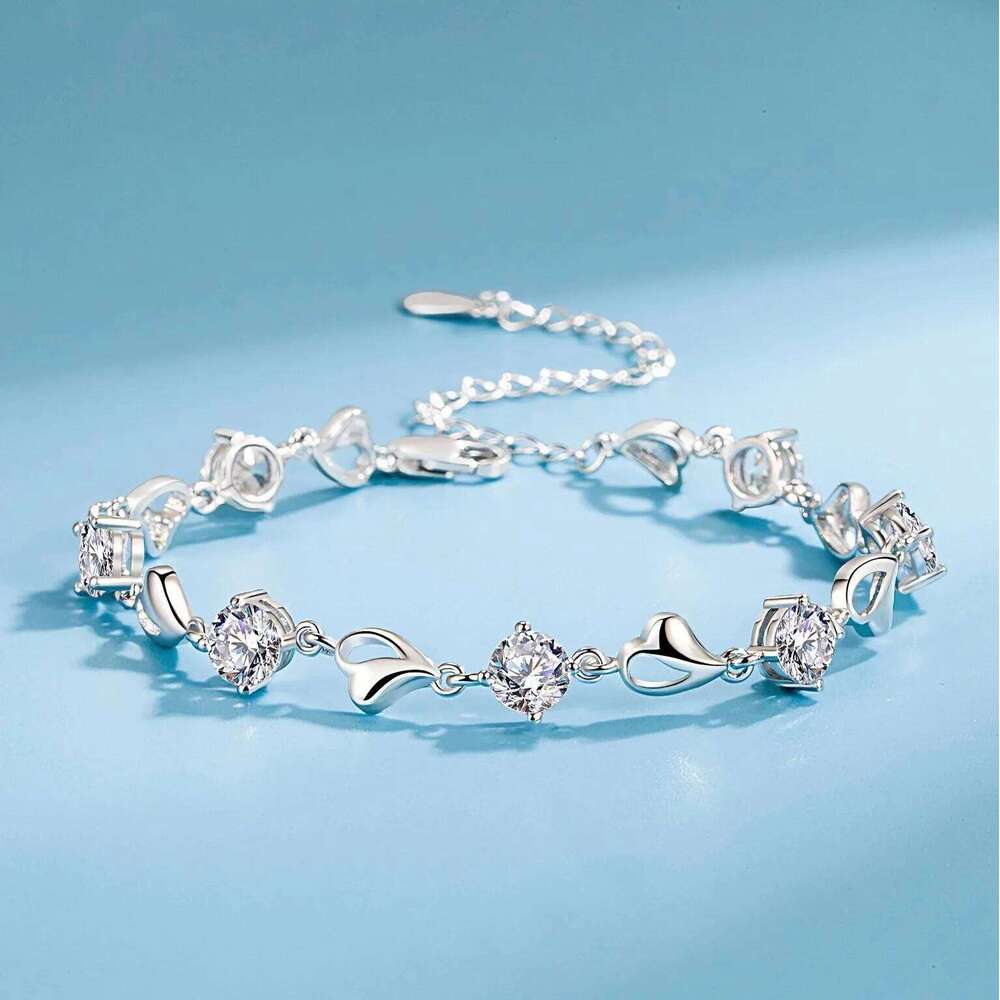 925 Sterling Silver White Zircon Bracelets For Women Luxury Hollow Heart Adjustable Chain Bracelet Original Jewelry Z260313