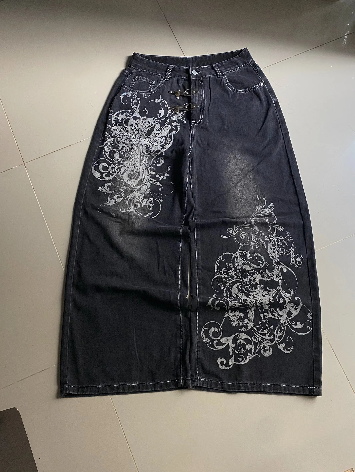 vintage printing baggy jeans y2K harajuku trend men and women hip hop fashion casual Joker couple Wide-leg pants streetwear 260311