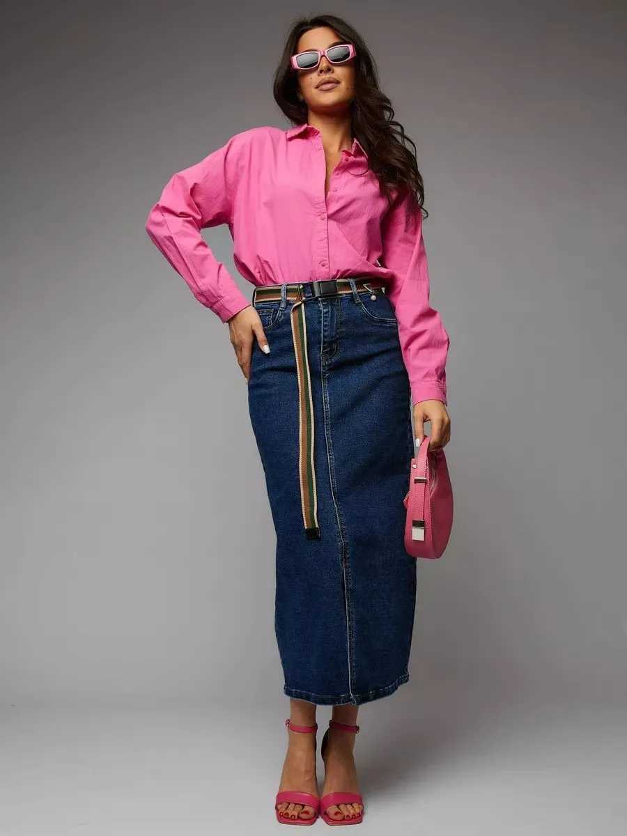 Denim Skirt Women A Line Zipper Button Long Skirts Solid Pockets Casual High Waist Lady Elegant Streetwear Regular Autumn 2025 M260314