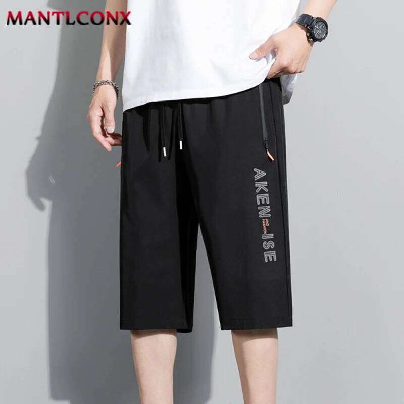 New Fashion Sports Elastic Waist Shorts Male Breathable Quick Dry Comfortable Men's Short Pants Men Bottom Black XXXL Z260314