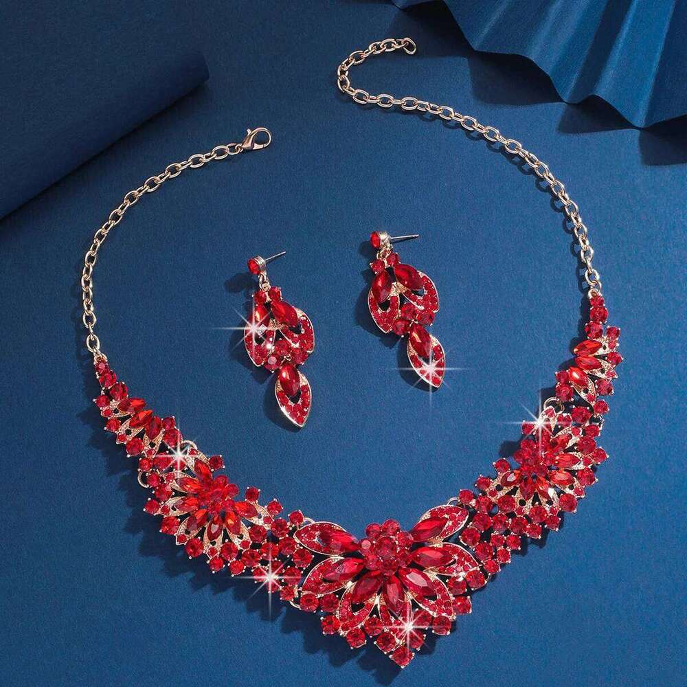 3PC Women's Season Fashion Luxury Flower Necklace Earrings Jewelry Set Suitable for Wedding Parties and Festival Gifts Z260313