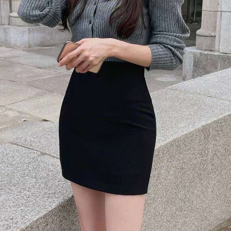 Office Women Hip Wrap Vintage Grey Suit Tight Mini Summer Korean Fashion High Waist Casual A Line Short Skirt Z260314