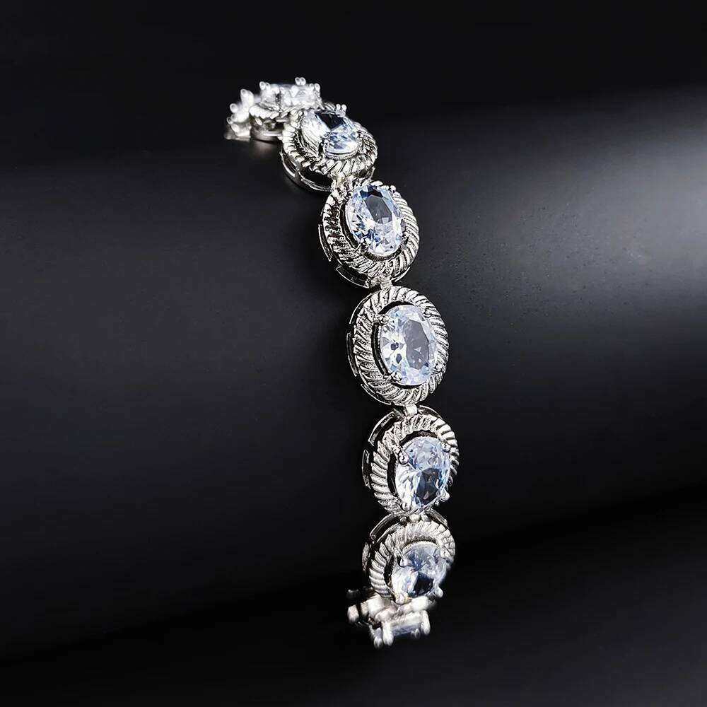 2024 New Arrival Luxury Oval Silver Color On Hand Bracelet Bangle For Women Anniversary Gift Jewelry Bulk Sell S6116 Z260313
