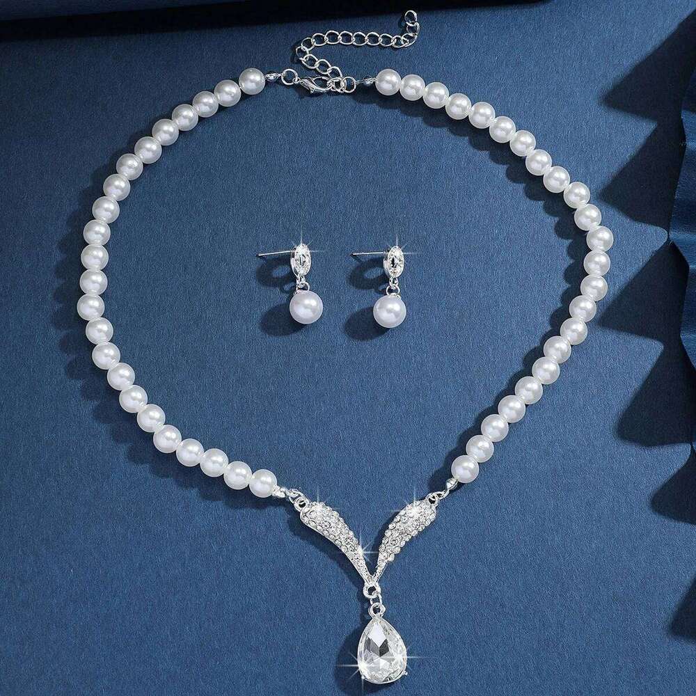 3PC Women's Fashion Trend Pearl Droplet Necklace Earrings Jewelry Set Wedding Banquet Party Festival Gift Z260313