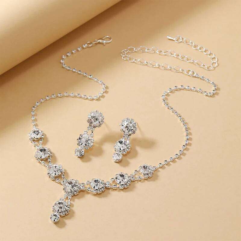 White Pendant Set Women's Dress Accessories Wedding Jewelry Two Sets Necklace Earrings Z260313