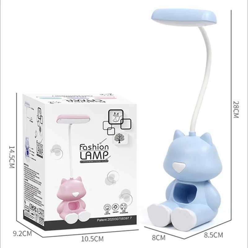 Creative Led Study Desk Lamp with Phone Holder Bedside Color Adjust Table Lamp for Kids Student Room Cute Flexible Night Lights Y260314