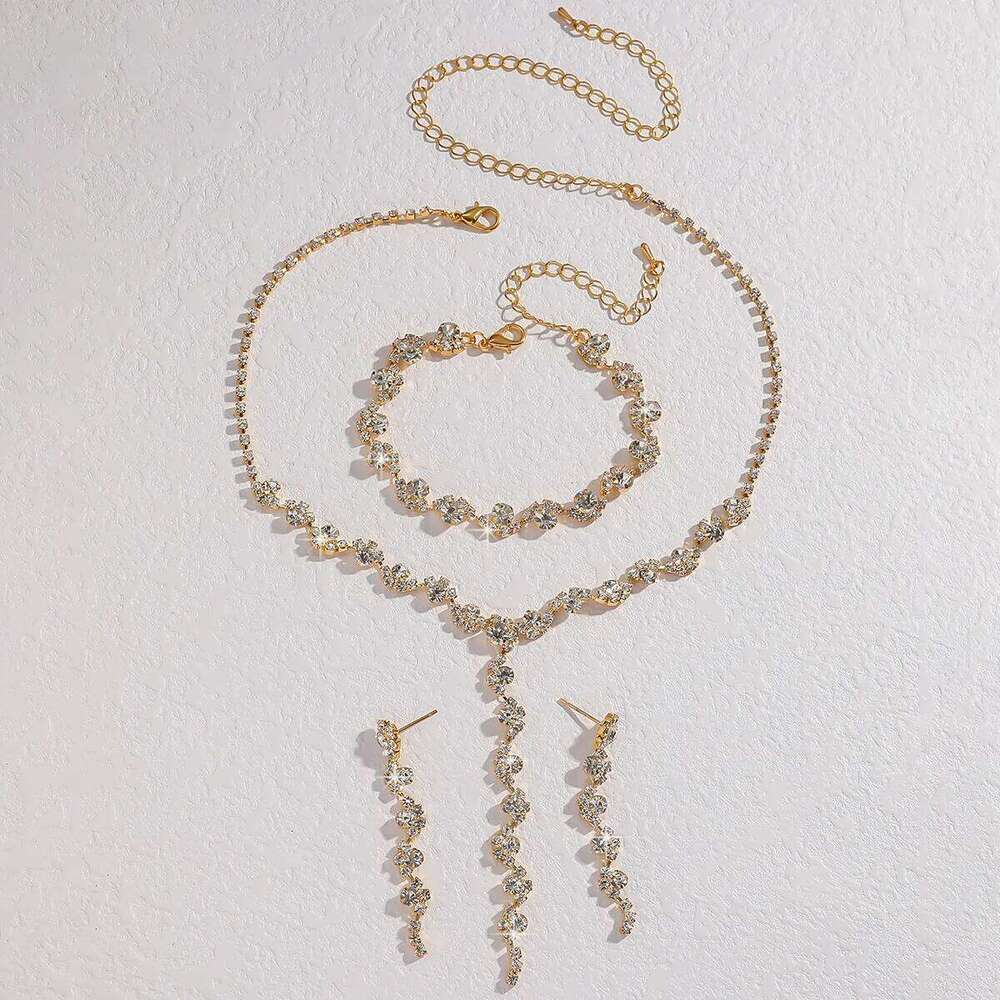 4PC Women's Fashion Geometric Flower Necklace Earrings Bracelet Jewelry Set Wedding Party Festival Gift-8073 Z260313