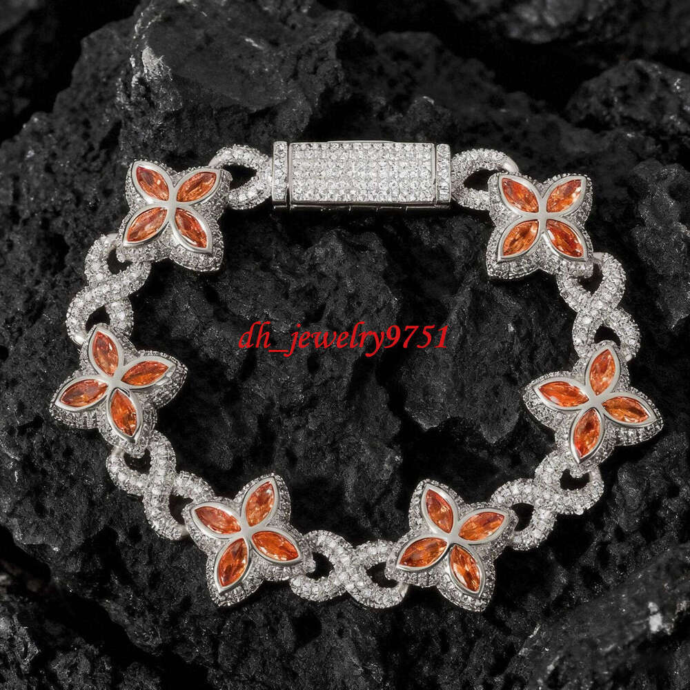 2026 New Design Iced Out Colors Cuban Link Chain Sterling Silver 925 Moissanite 15mm Bracelets Hip Hop Mens Jewelry