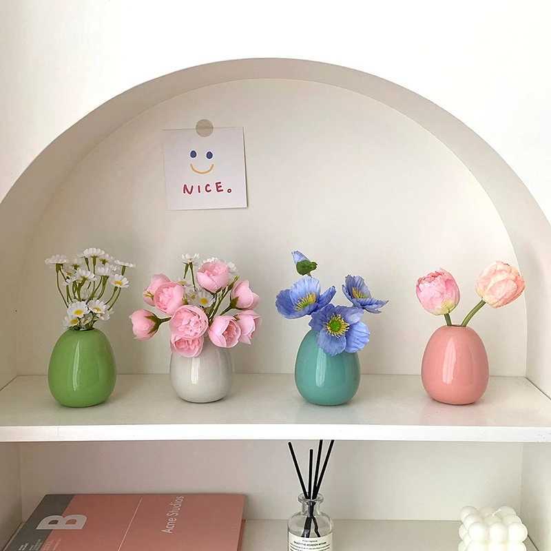 Aesthetic Flower Arrangement Vase Mini Ceramics Vase Nordic Ceramics Flower Pot Home Desktop Decoration Vase Tabletap Vase Y260314