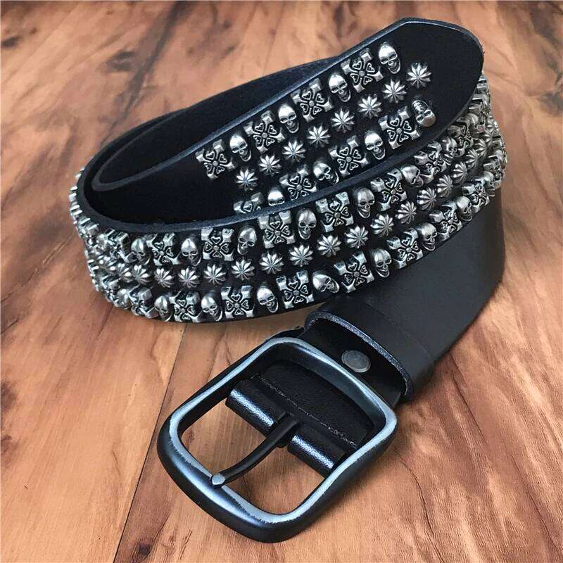 Cowboy Metal For Men Punk Rivet Men's Jeans Rock Style Western Male Belt Cinturone MBT0593 Z260226
